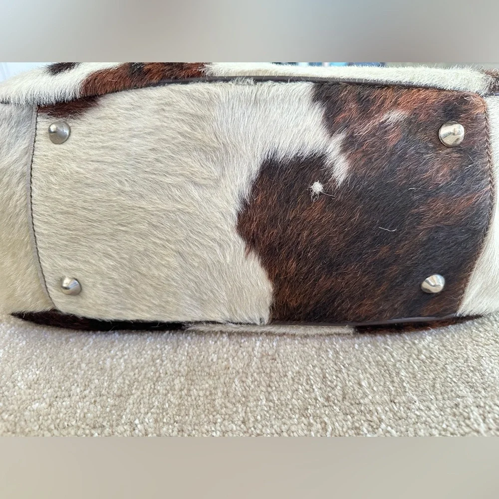 Mark & Graham Brown and White Cowhide Tote - Picture 3 of 6